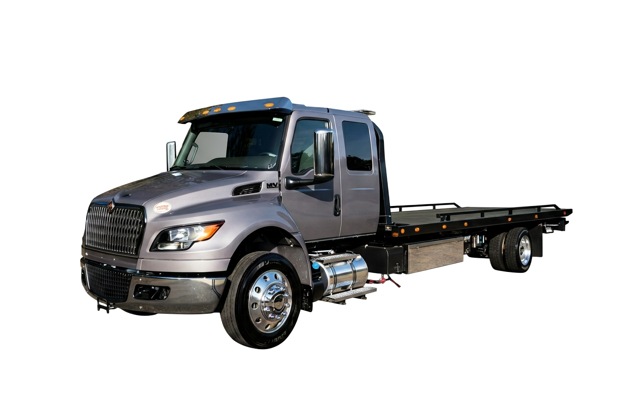 Premier Collision flatbed tow truck